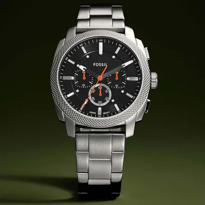 Fossil Machine Chronograph Stainless Steel Black Dial Men's Watch